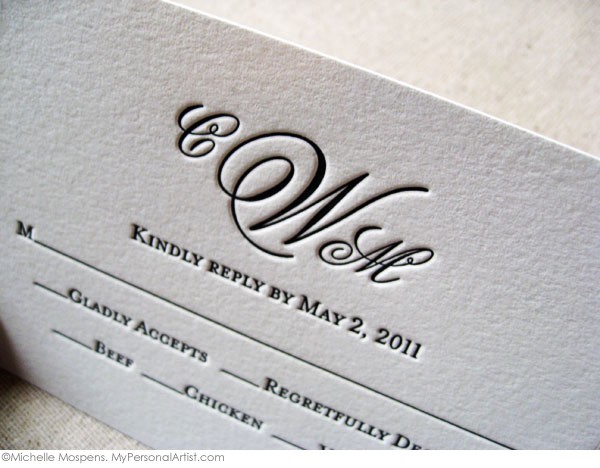 letterpress reply cards MyPersonalArtist.com