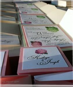 handmade hydrangea pocket folder invitations