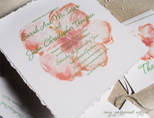 tropical orange destination wedding invitations