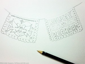 personalized papel picados wedding invitations
