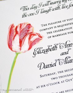 hand painted tulip wedding invitations