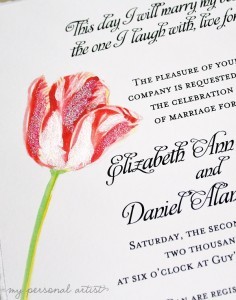 hand painted tulip wedding invitations