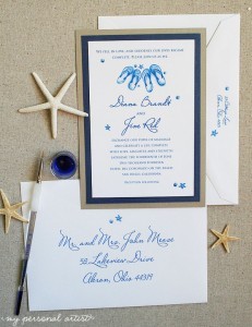 navy beach wedding invitations