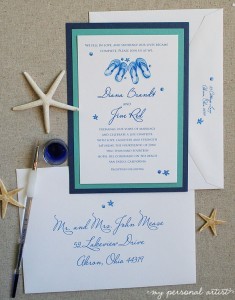 diamond blue beach wedding invitations