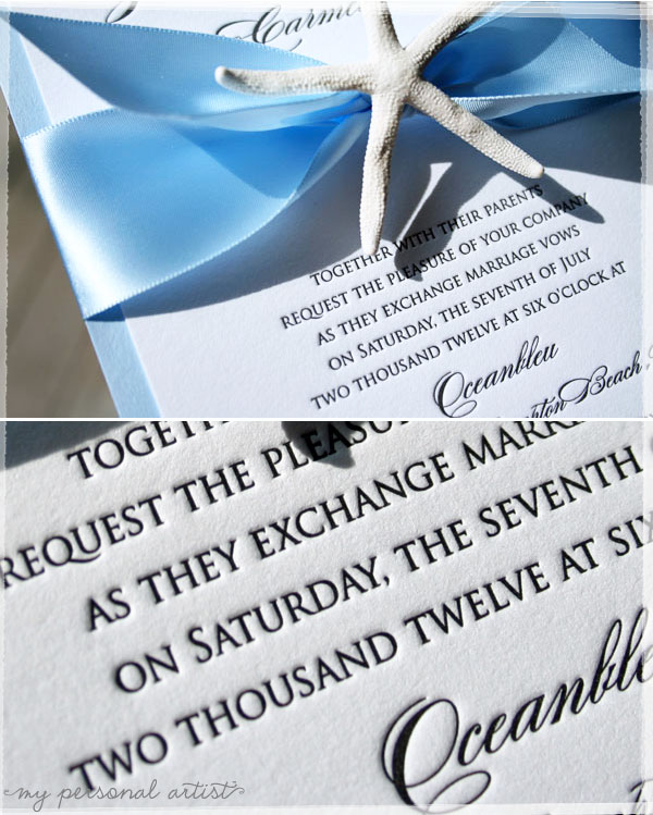beach wedding invitations with starfish