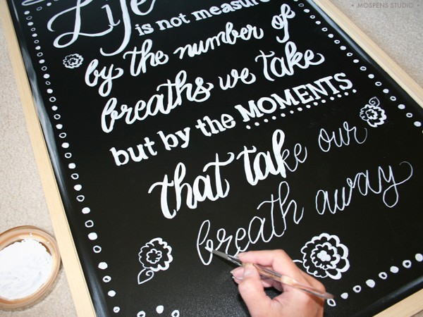 Chalkboard art hand-drawn custom lettering by artist Michelle Mospens