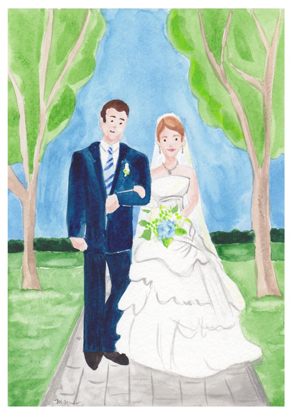 Wedding couple watercolor illustration | Mospens Studio