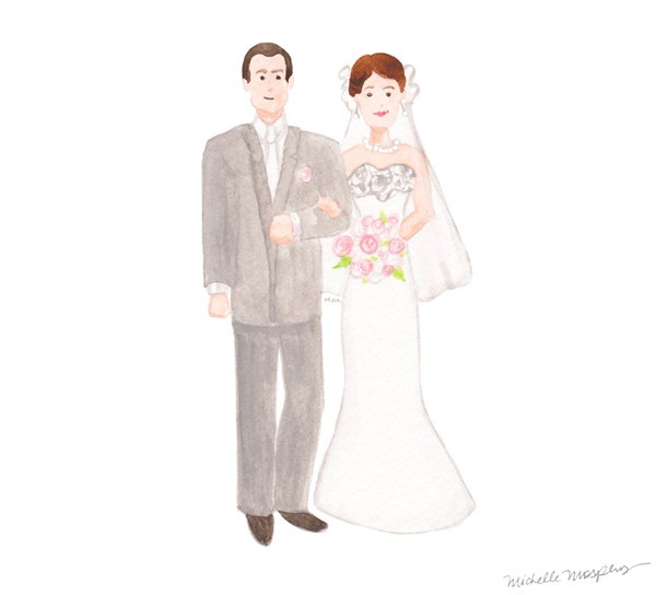 Original wedding couple illustration | Mospens Studio