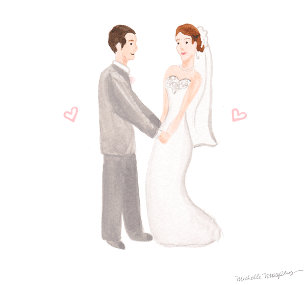 Hand-illustrated wedding couple | Mospens Studio