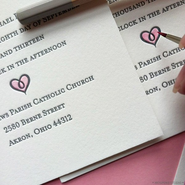 Letterpress + hand-painted rustic wedding invitations | Mospens Studio