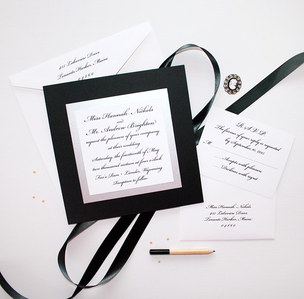 Elegant Black and White Wedding Invitations | MOSPENS STUDIO