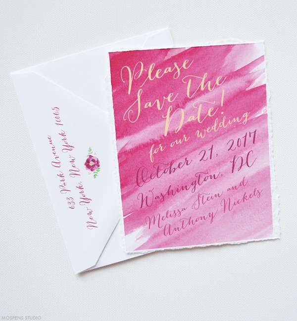 Sangria watercolor save the date cards | www.mospensstudio.com
