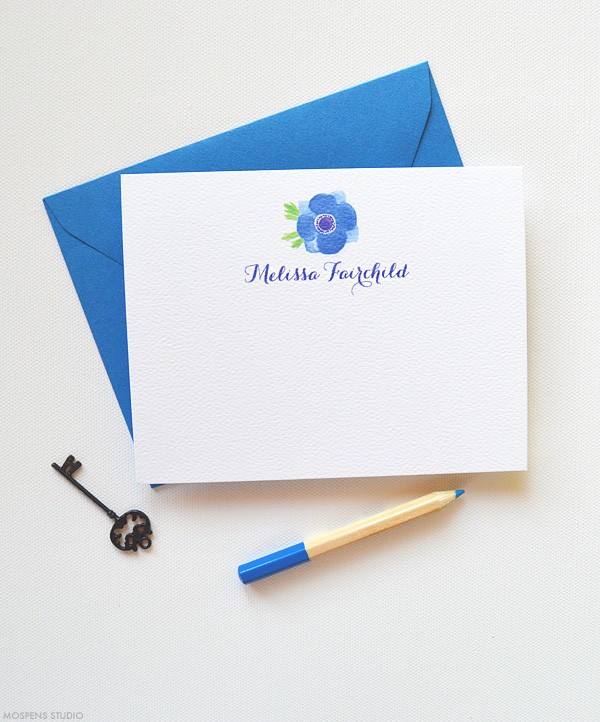 Blue Personalized Thank You Notes | www.mospensstudio.com