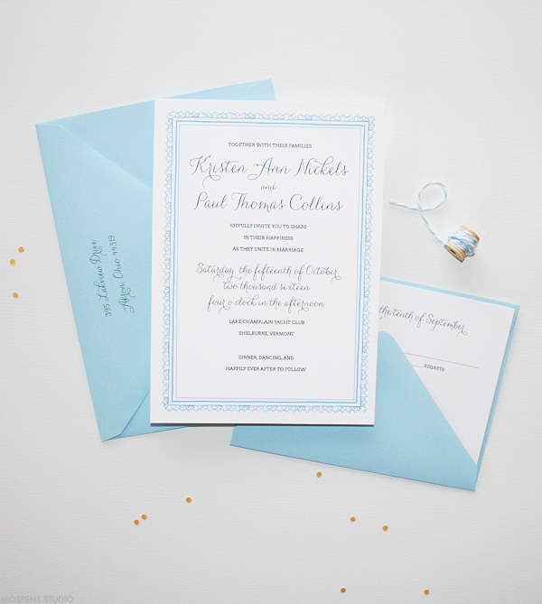 Light blue wedding invitations