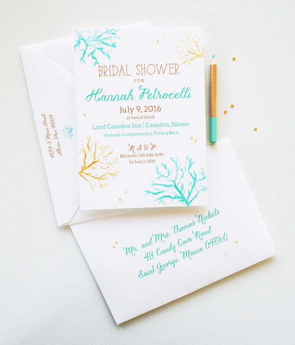 ... Bridal Shower Invitations | Watercolor coral bridal shower invitation