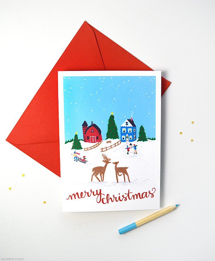Folk Art Vintage Inspired Christmas Cards