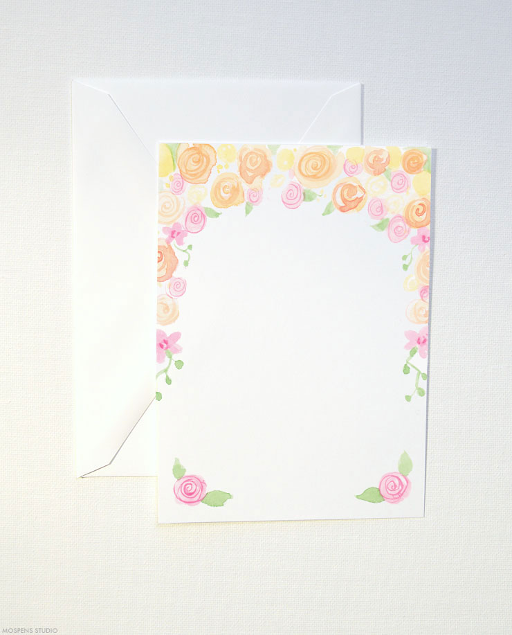 Watercolor Pink + Peach Floral DIY Printable Invitations - www.mospensstudio.com