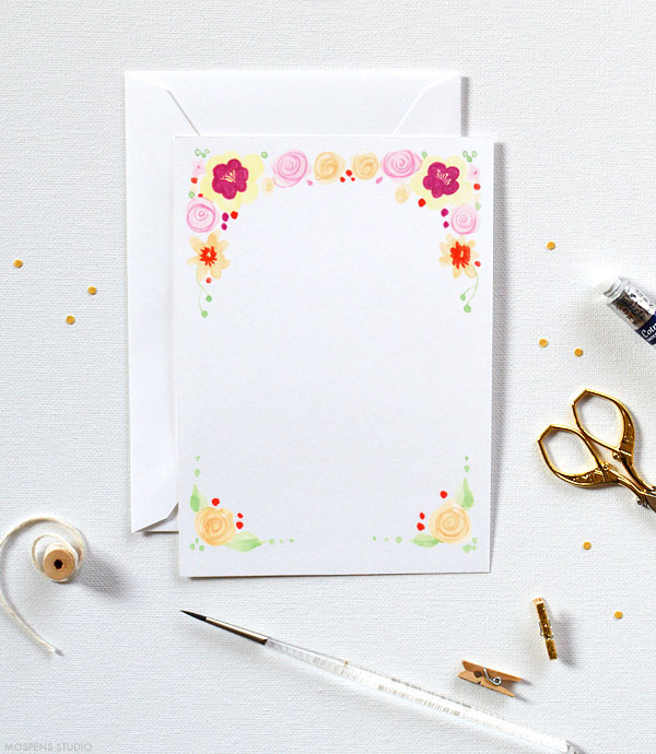 Watercolor Flowers DIY Printable Invitations - www.mospensstudio.com
