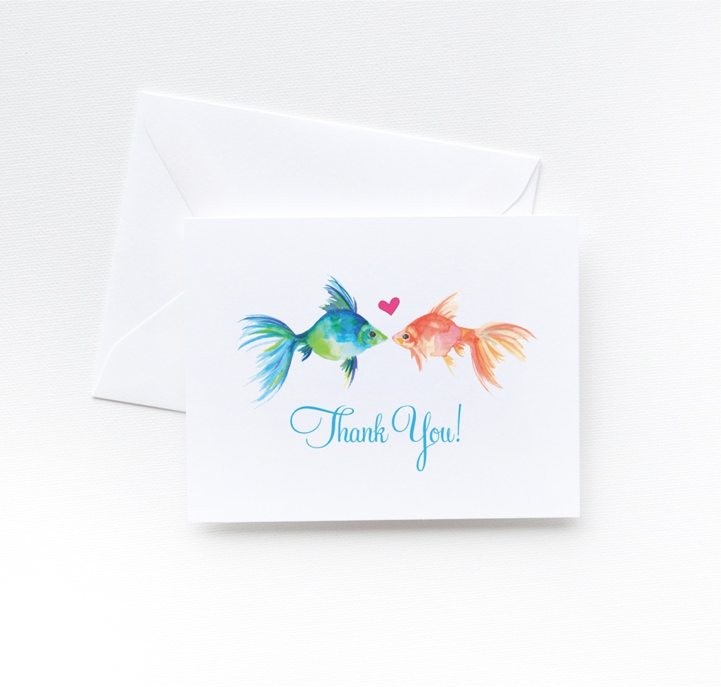 Watercolor Two Fish Thank You Cards By Artist Michelle Mospens 
