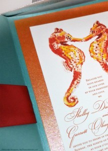 seahorses beach wedding invitations
