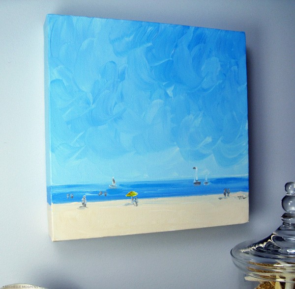 Original art painting beach landscape painting by fine artist Michelle Mospens.