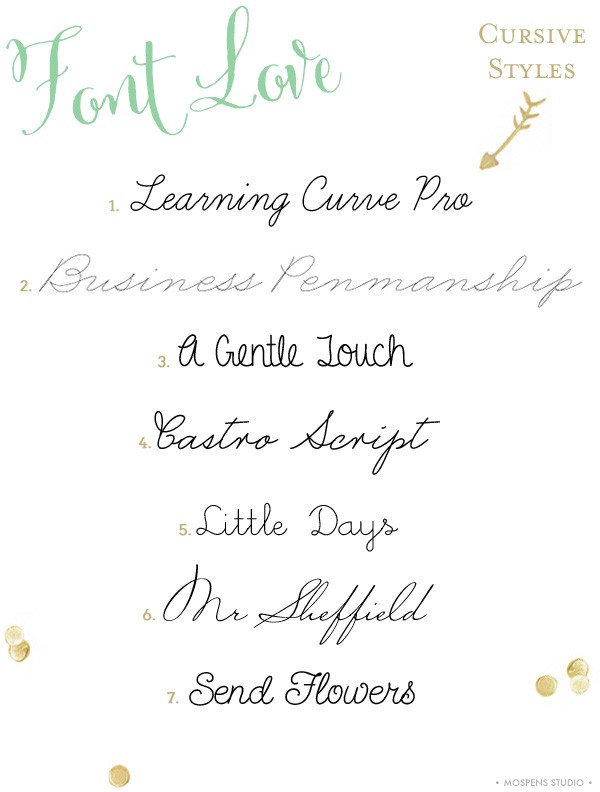 Cursive Handwriting Fonts Mospens Studio