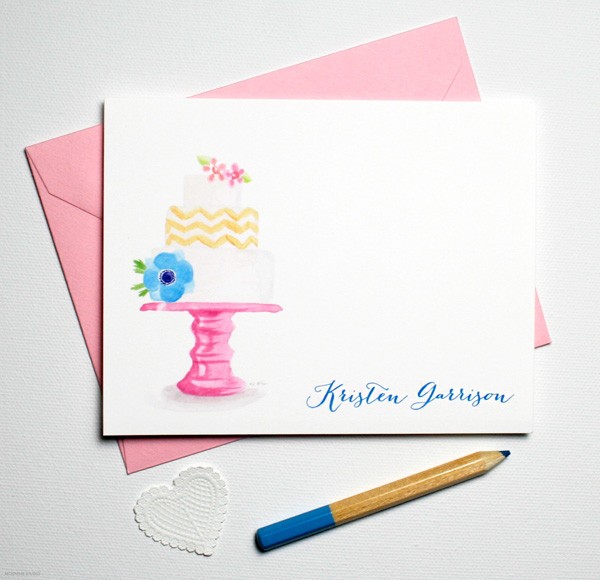 Wedding cake thank you notes pink | Mospens Studio