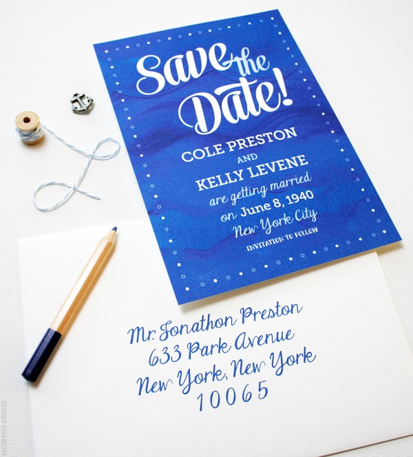 Painted Waves Nautical Save the Dates | Mospens Studio