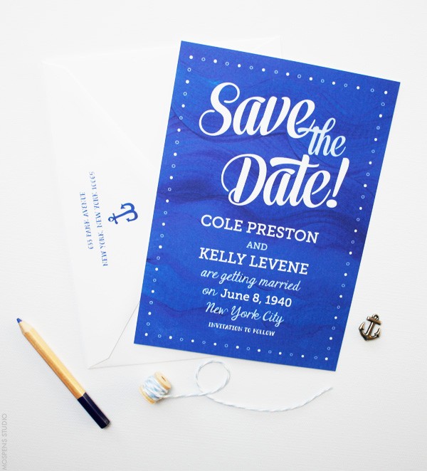 Painted Waves Nautical Save the Dates | Mospens Studio