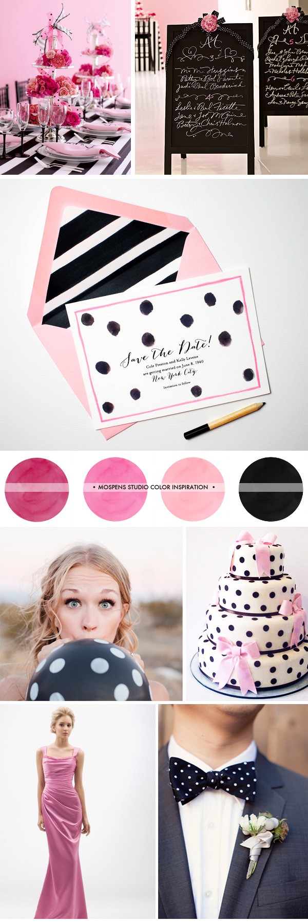 Pink, Black and White Wedding Ideas with Polka-Dots | Mospens Studio