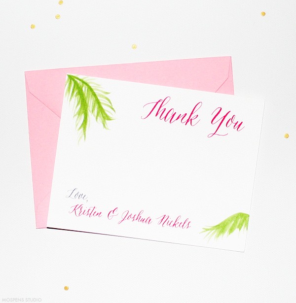 Beach Theme Thank You Cards | Hand-painted Palm Tree Fronds | Mospens Studio