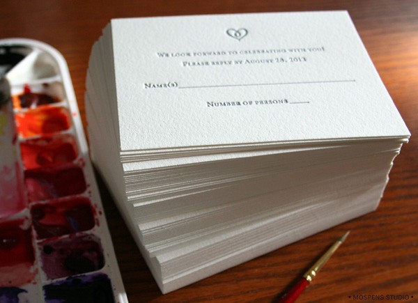 Letterpress + hand-painted rustic wedding invitations | Mospens Studio
