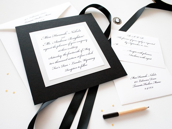 Elegant Black and White Wedding Invitations – Mospens Studio