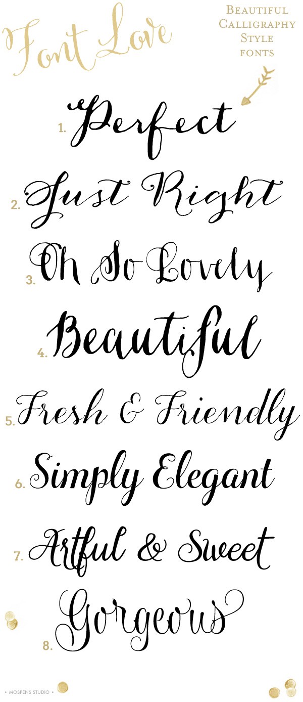 8 Gorgeous calligraphy style fonts | www.mospensstudio.com