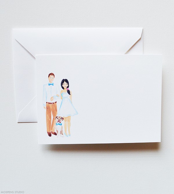 Custom couple illustration note cards | www.mospensstudio.com