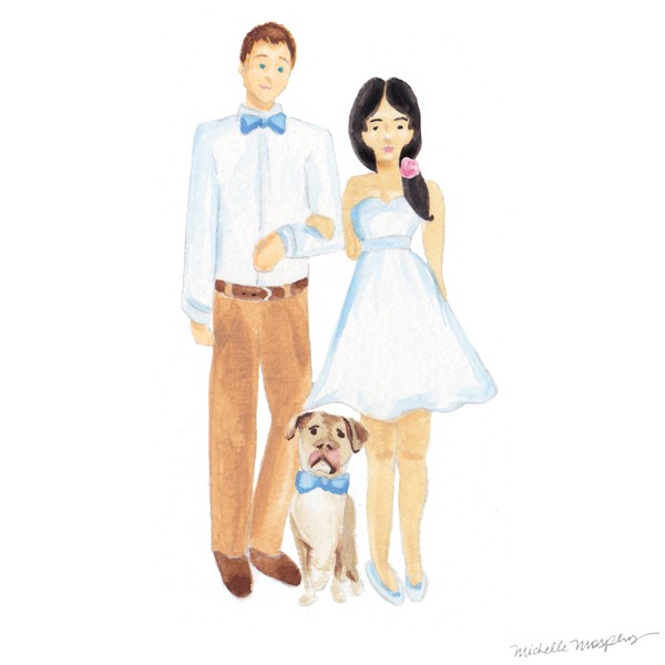 Custom illustrated couple family | www.mospensstudio.com