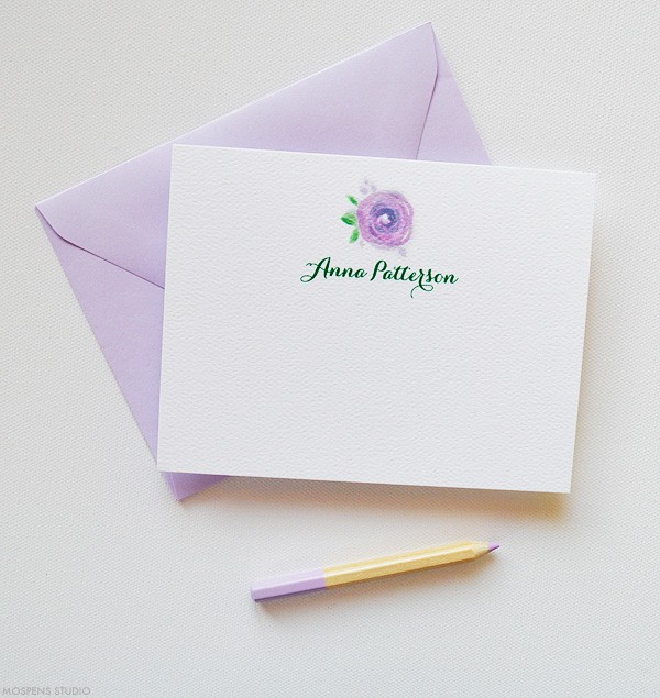 Purple Personalized Thank You Notes | www.mospensstudio.com