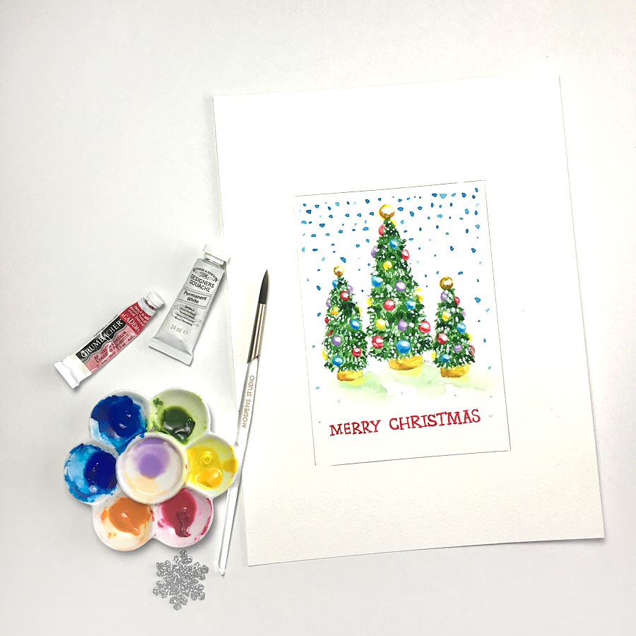 Custom christmas cards with hand-painted watercolor illustrations. - www.mospensstudio.com