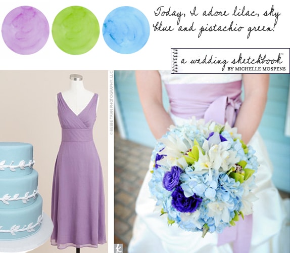 Sky Blue, Lilac and Green Wedding Colors