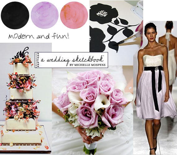 Lavender, Papaya, Black and White Wedding Colors