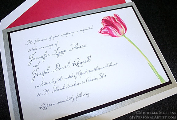 Hand Painted Tulip Wedding Invitations