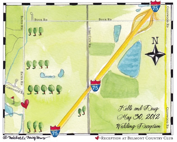 Custom Made Hand Drawn Wedding Maps