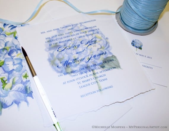 Watercolor Hydrangea Wedding Invitations