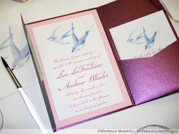 Love Birds Watercolor Wedding Invitations