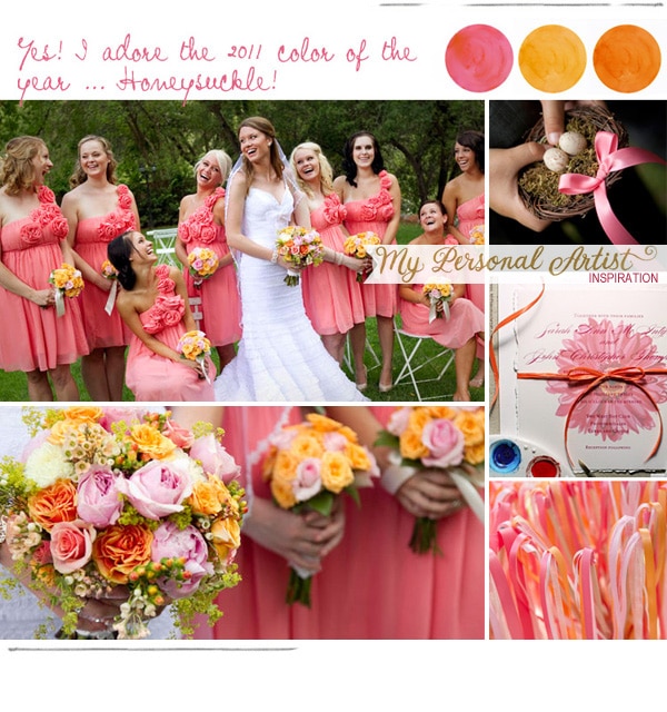 Honeysuckle Pink + Yellow + Orange Wedding Inpiration