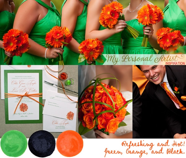 Green, Orange, and Black Wedding Color Inspiration