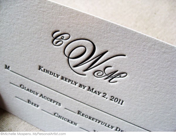 Monogram Letterpress Wedding Invitation | Mospens Studio