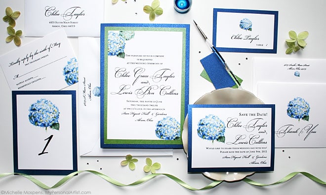 Hydrangea Wedding Invitations and Stationery