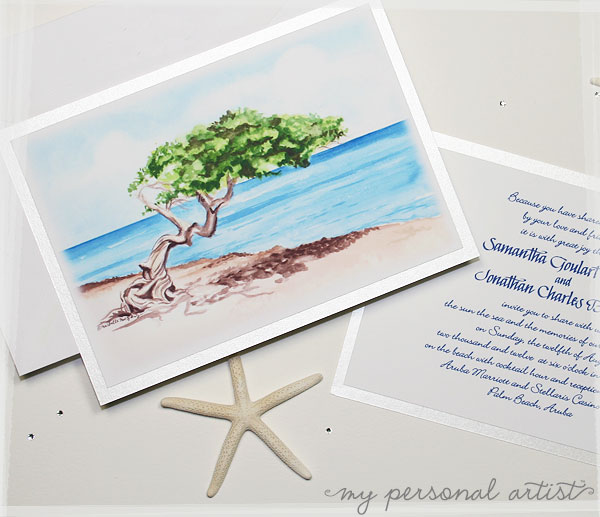 Aruba Divi Tree Wedding Invitations