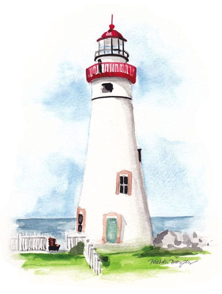 Hand-painted Lighthouse Bottle Invitation Design